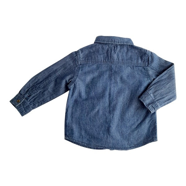 Camisa Algodón Azul Marca Mango 9-12 M Estado Tiki taka