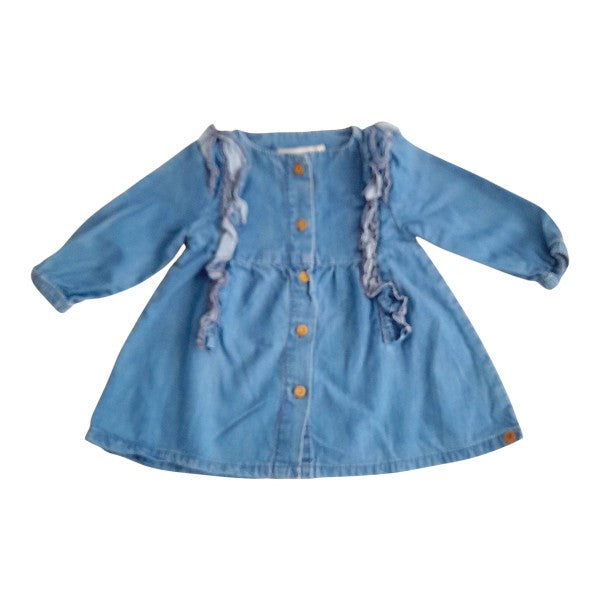 Vestido Algodón Azul Marca Tribu 6 M Estado Tiki taka
