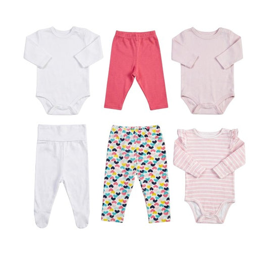 Chiqui Look Pequeña Corazón — 6 prendas, 3 looks · Talla 3-6 M
