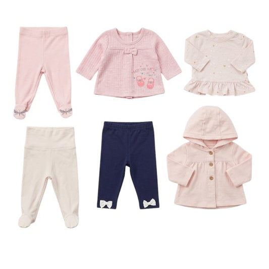 Chiqui Look Ternura Rosa — 6 prendas, 3 looks · Talla Recién Nacido