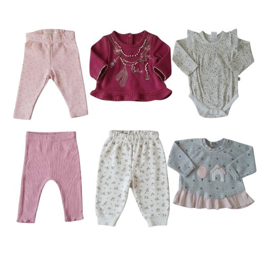 Chiqui Look Pequeña Bohemia — 6 prendas, 3 looks · Talla 0-3 M