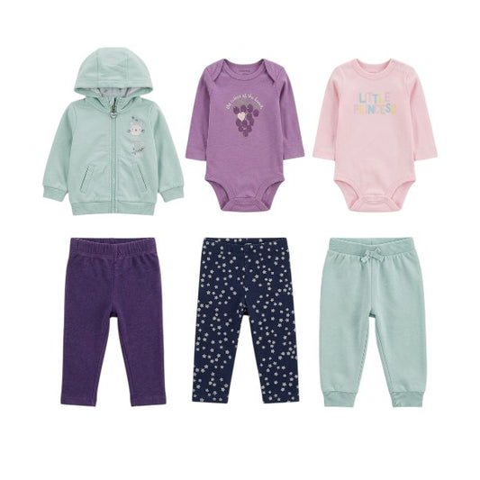 Chiqui Look Pequeña Princess — 6 prendas, 3 looks · Talla 0-3 M
