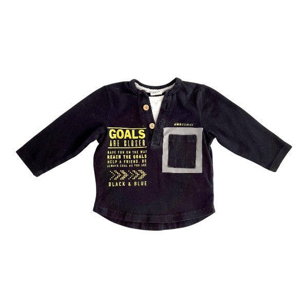 Polera manga larga Algodón Negro Marca Black and Blue 9 M Estado Casi tiki