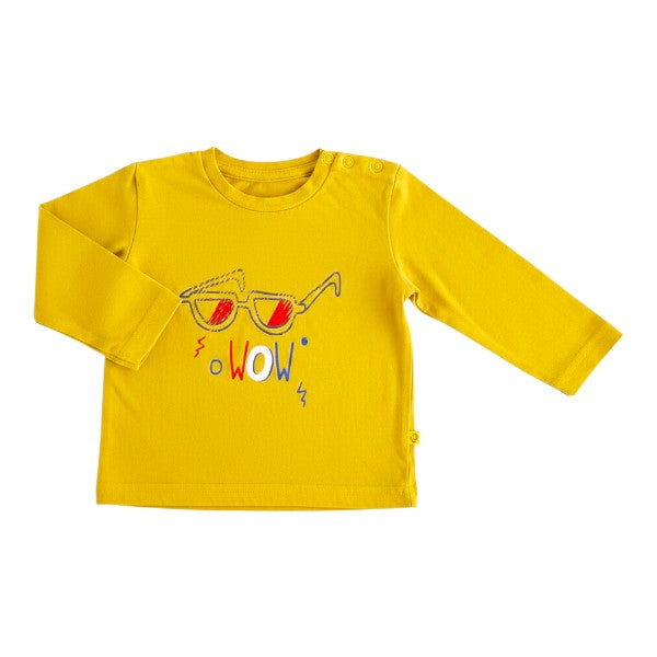 Polera manga larga Algodón Mostaza Marca Pillin 9 M Estado Tiki taka