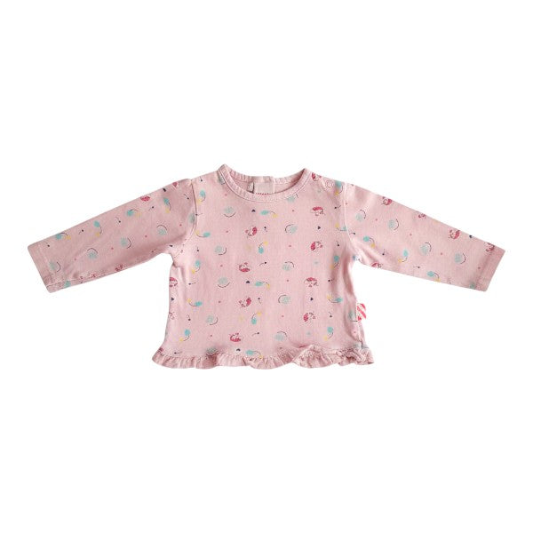 Polera manga larga Algodón Rosa Marca Ficcus 3-6 M Estado Casi tiki