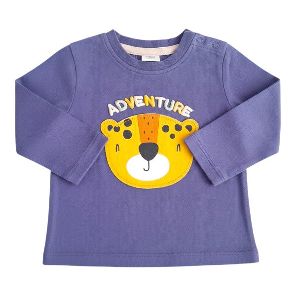 Polera manga larga Algodón Azul Marca Baby by Little Topsis 3-6 M Estado Casi tiki