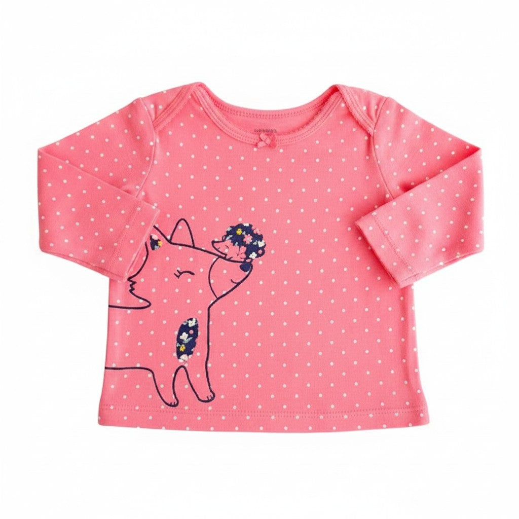 Polera manga larga Algodón Rosa Marca Carter's 6 M Estado Casi tiki
