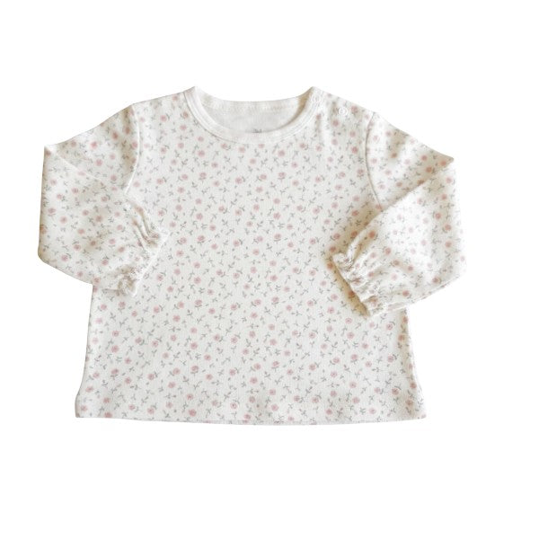 Polera manga larga Algodón Flores Marca Urb 3-6 M Estado Casi tiki