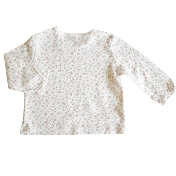 Polera manga larga Algodón Flores Marca Urb 3-6 M Estado Casi tiki