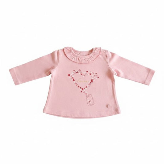 Polera manga larga Algodón Rosa Marca Pillin 0-3 M Estado Casi tiki