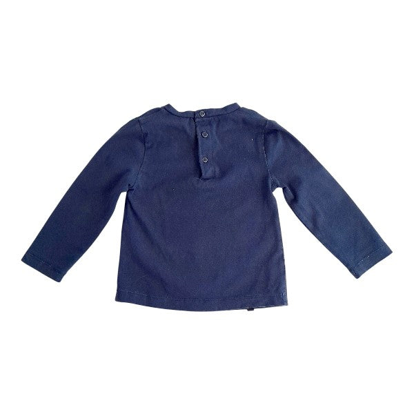 Polera manga larga Algodón Azul Marca Ficcus 9-12 M Estado Casi tiki