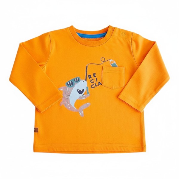 Polera manga larga Algodón Naranja Marca Pillin 12 M Estado Tiki taka