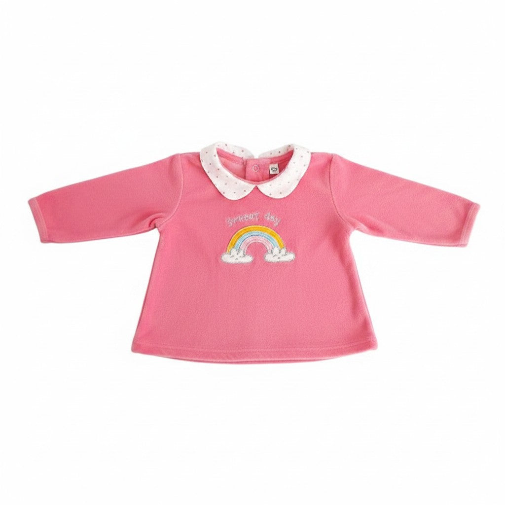 Polera manga larga Micropolar Fucsia Marca Pillin 6 M Estado Casi tiki