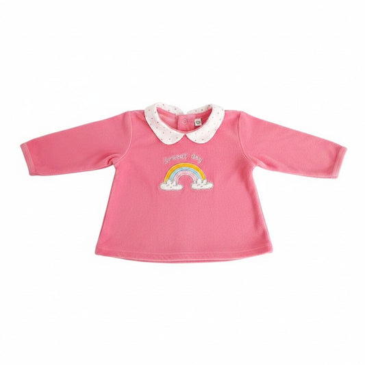 Polera manga larga Micropolar Fucsia Marca Pillin 6 M Estado Casi tiki