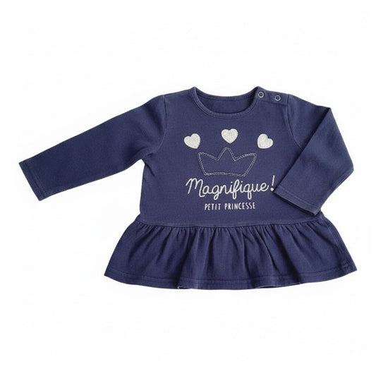 Polera manga larga Algodón Azul Marca Opaline 12 M Estado Casi tiki