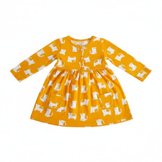 Vestido Algodón Amarillo Marca Carter's 9 M Estado Casi tiki