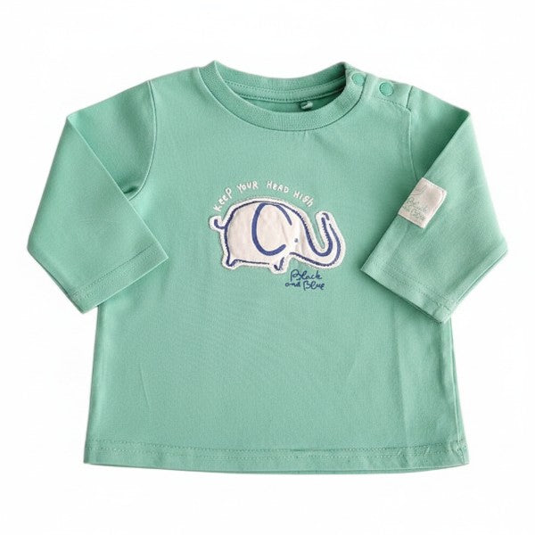 Polera manga larga Algodón Verde Marca Black and blue 0-3 M Estado Tiki taka