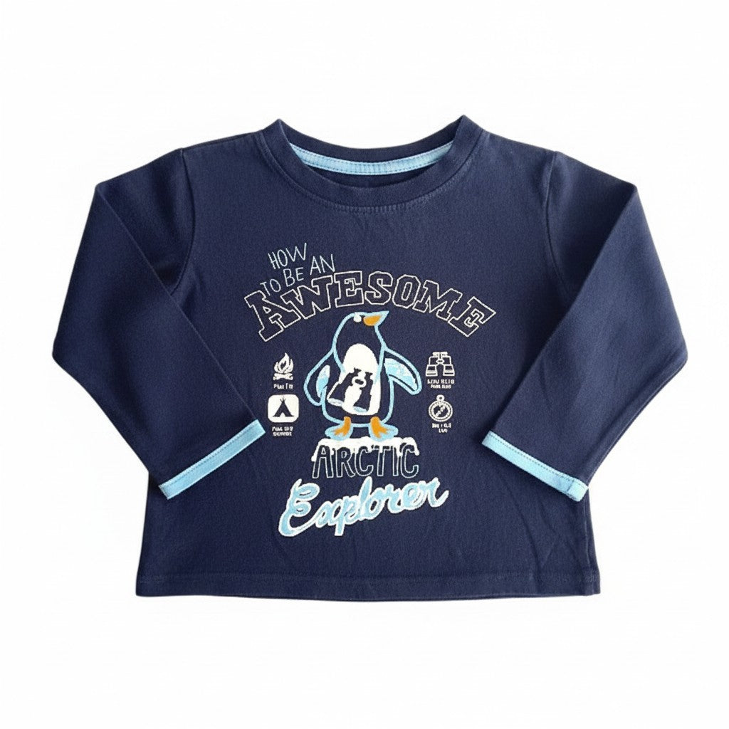 Polera manga larga Algodón Azul Marca Otra 9-12 M Estado Casi tiki