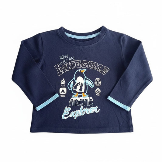 Polera manga larga Algodón Azul Marca Otra 9-12 M Estado Casi tiki