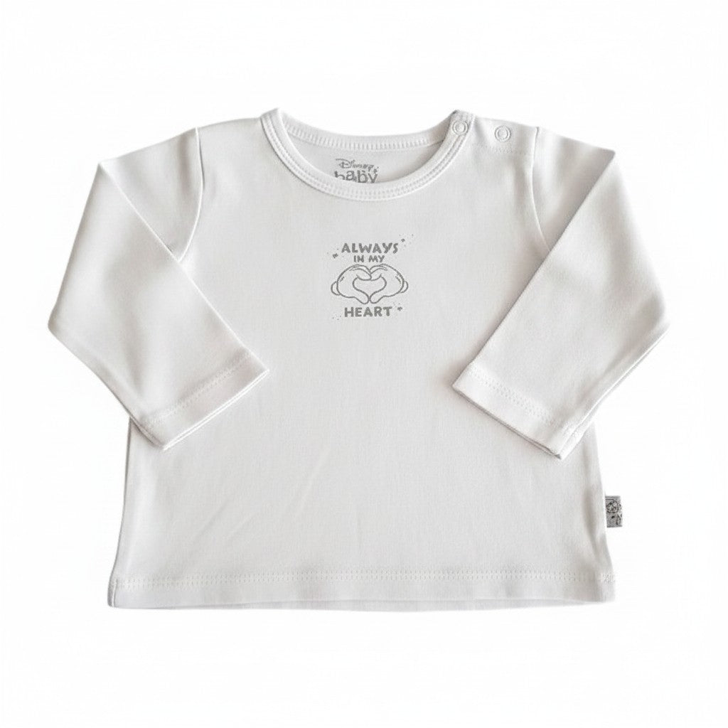 Polera manga larga Algodón Blanco Marca Disney 9-12 M Estado Casi tiki