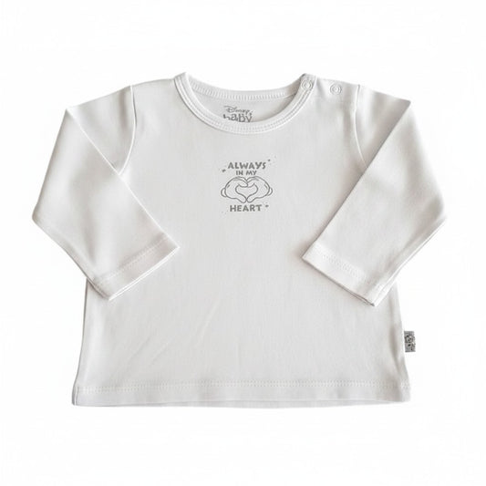 Polera manga larga Algodón Blanco Marca Disney 9-12 M Estado Casi tiki