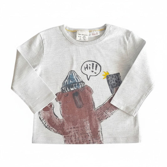 Polera manga larga Algodón Gris Marca Zara 6-9 M Estado Casi tiki
