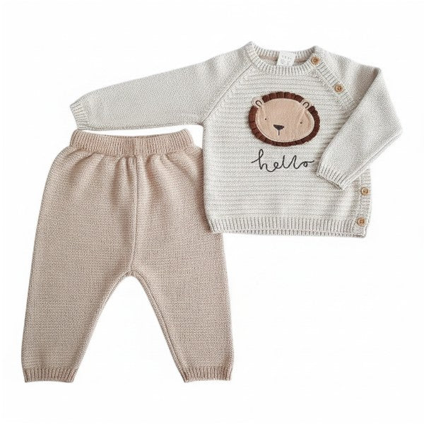 Conjunto Tejido Crema Marca Baby harvest 3-6 M Estado Casi tiki