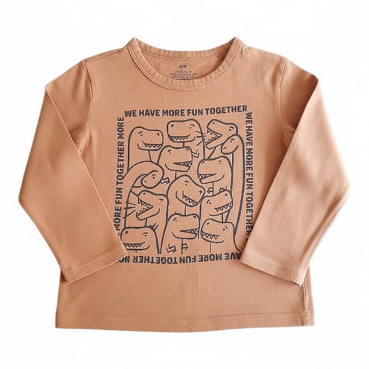 Polera manga larga Algodón Café Marca Hym 2 A Estado Casi tiki