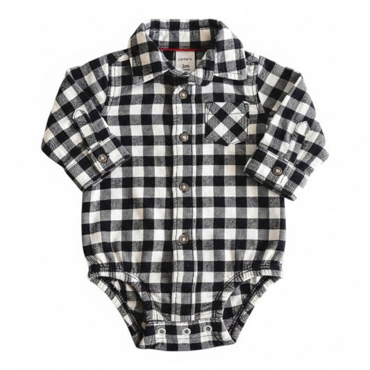 Body camisa Algodón cuadrillé Marca Carter's 0-3 M Estado Casi tiki