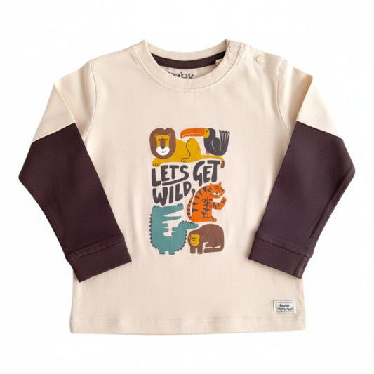 Polera manga larga Algodón Multicolor Marca Baby harvest 12-18 M Estado Tiki taka