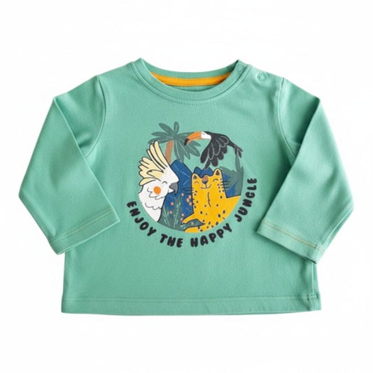 Polera manga larga Algodón Verde Marca Baby harvest 12-18 M Estado Casi tiki