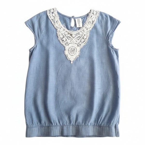 Blusa Manga Corta Tela Azul Marca Hym 10 A Estado Casi tiki
