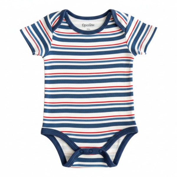 Body Manga Corta Algodón Rayas Marca Opaline RN Estado Tiki taka