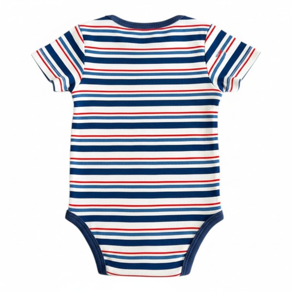 Body Manga Corta Algodón Rayas Marca Opaline RN Estado Tiki taka