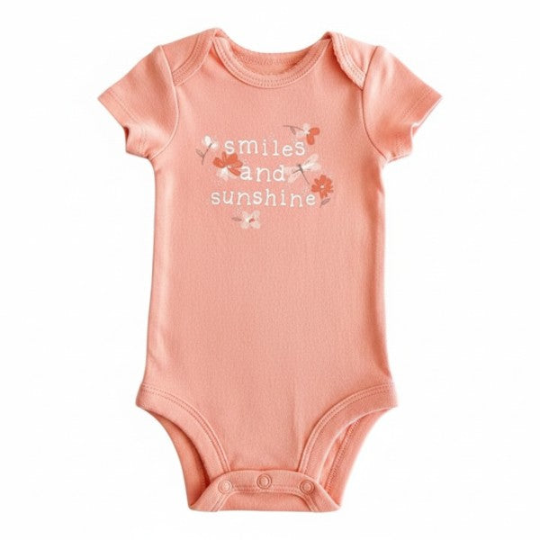 Body Manga Corta Algodón Rosa Marca Carter's RN Estado Casi tiki
