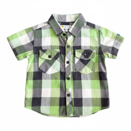 Camisa Manga Corta Tela cuadrillé Marca Otra 12-18 M Estado Casi tiki