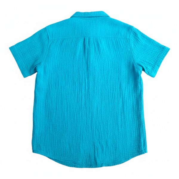 Camisa Manga Corta Algodón Azul Marca Cat & Jack 8 A Estado Casi tiki