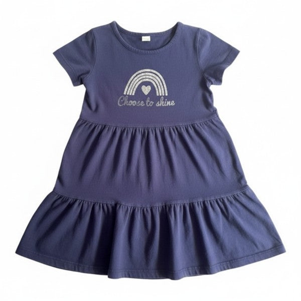 Vestido Manga Corta Algodón Azul Marca Yamp! 8 A Estado Casi tiki