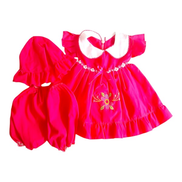 Vestido Manga Corta Tela Fucsia Marca Otra 0-3 M Estado Tiki taka