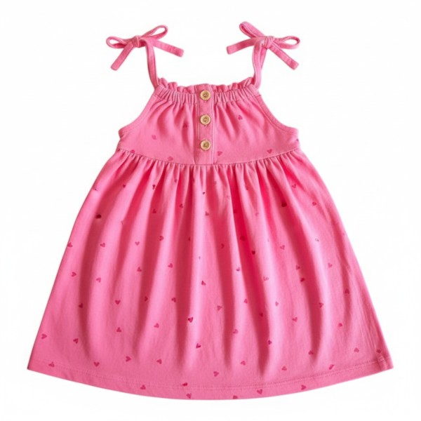 Vestido Manga Corta Algodón Rosa Marca Urb 6 M Estado Casi tiki