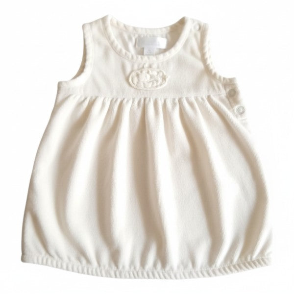 Vestido Manga Corta Cotelé Blanco Marca Urb 0-3 M Estado Casi tiki