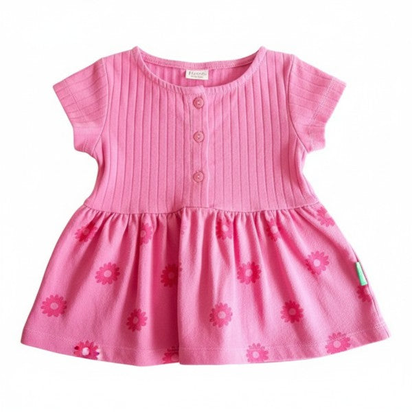 Vestido Manga Corta Algodón Fucsia Marca Ficcus 3-6 M Estado Casi tiki