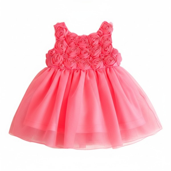 Vestido Manga Corta Tul Rosa Marca Limonada 0-3 M Estado Tiki taka