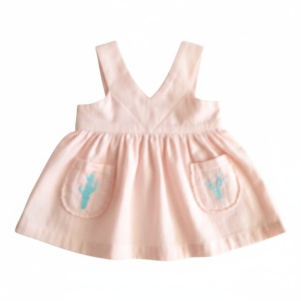 Vestido Manga Corta Tela Rosa Marca Otra 6-9 M Estado Casi tiki