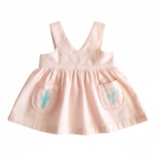 Vestido Manga Corta Tela Rosa Marca Otra 6-9 M Estado Casi tiki