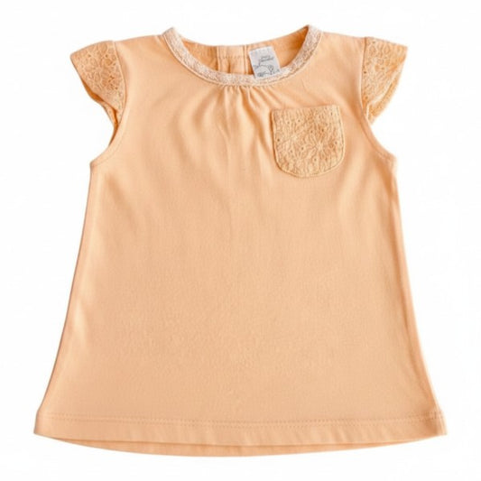 Polera manga corta Algodón Naranja Marca Baby harvest 6-9 M Estado Casi tiki
