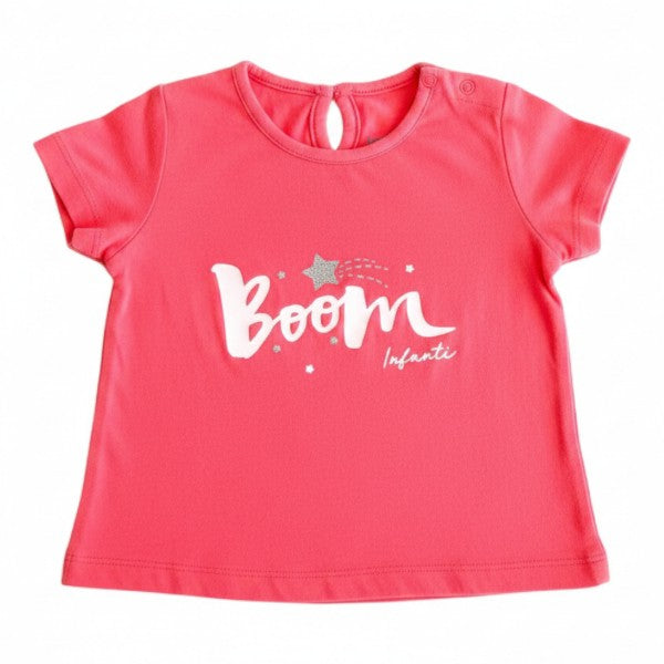 Polera manga corta Algodón Rosa Marca Infanti 0-3 M Estado Casi tiki