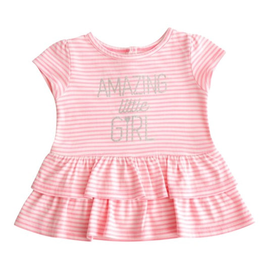 Polera manga corta Algodón Rosa Marca Otra 6-9 M Estado Casi tiki