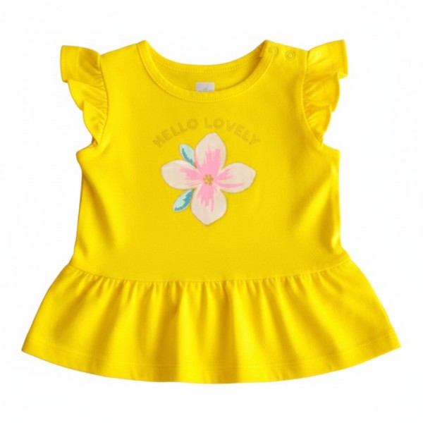 Polera manga corta Algodón Amarillo Marca Otra 9 M Estado Tiki taka