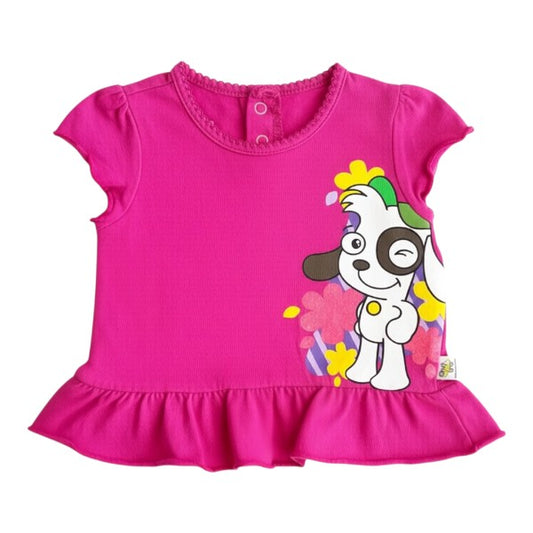 Polera manga corta Algodón Morado Marca Otra 6-9 M Estado Casi tiki